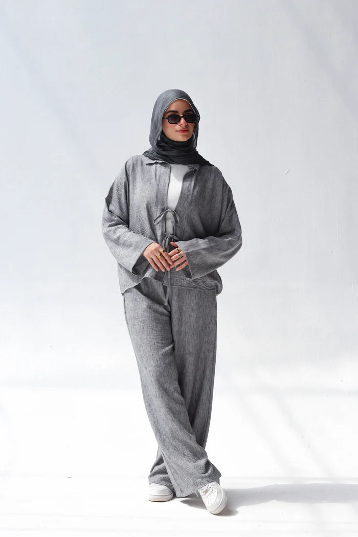 Ensemble Lin Chic et Raffiné 🌿 طقم كتان أنيق ومحتشم