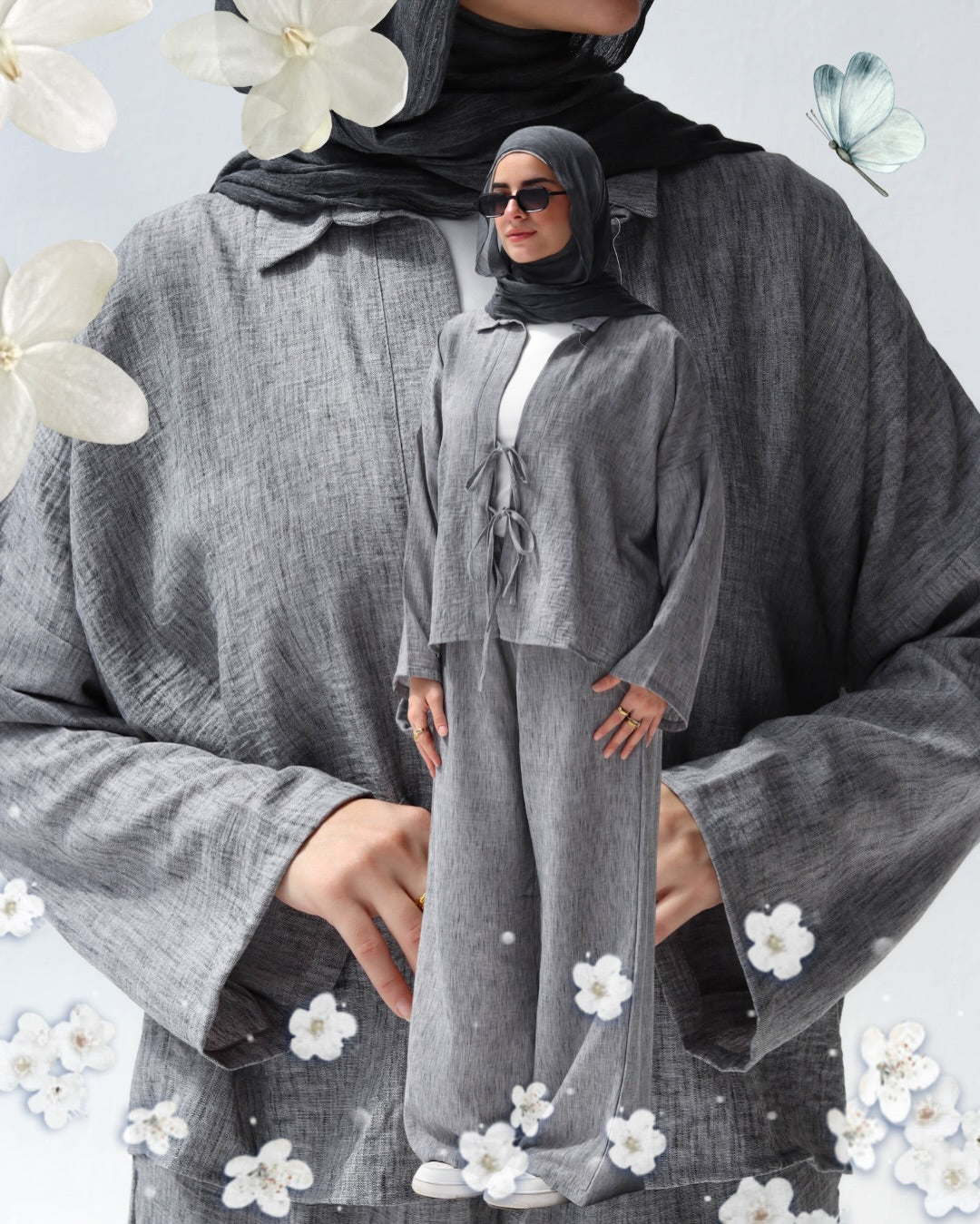 Ensemble Lin Chic et Raffiné 🌿 طقم كتان أنيق ومحتشم